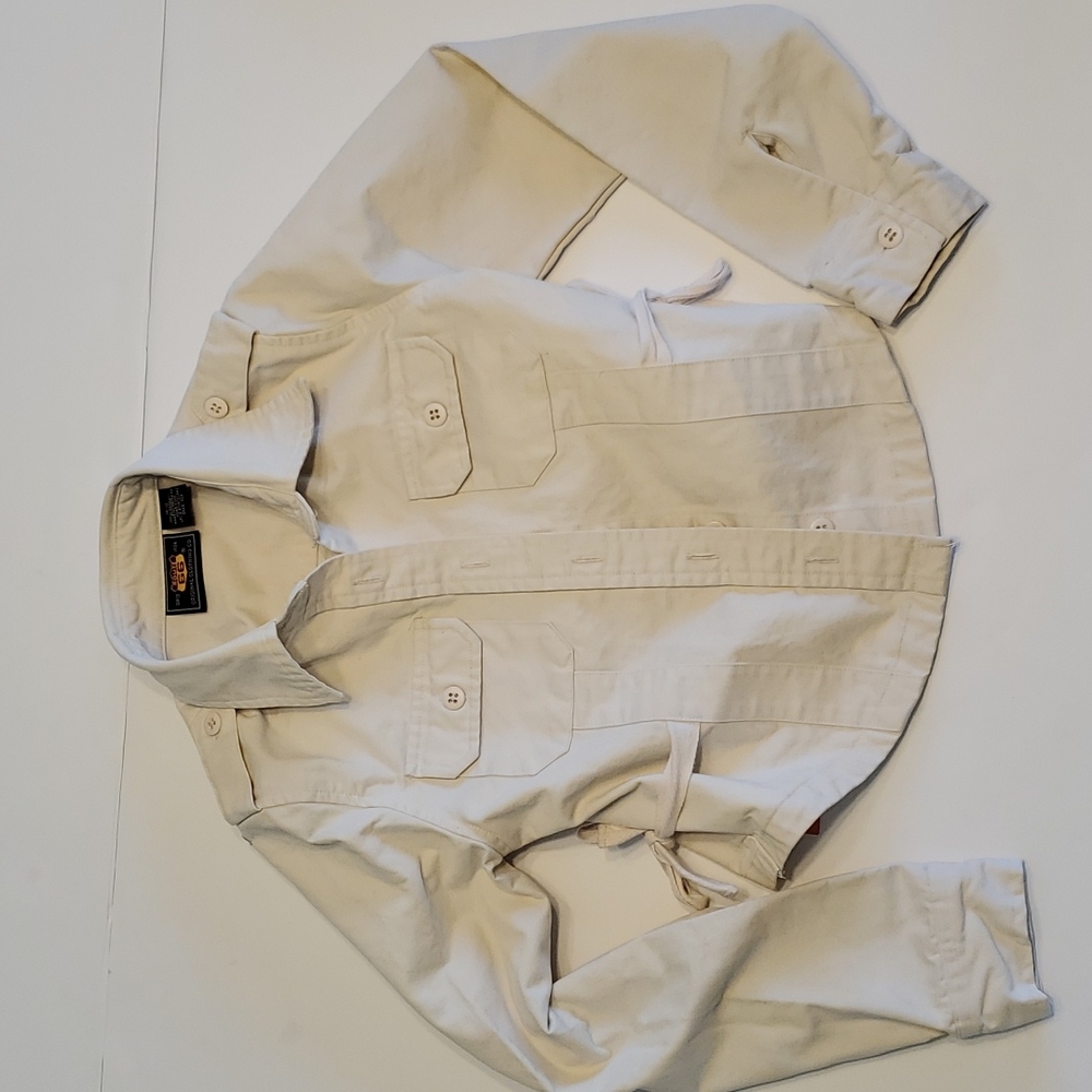 Route 66 Cream Girls Shacket With Side Ties And Large Pocket on Back